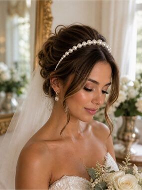 Pearl Headband Bridal Classic Elegant Wedding Hair Accessory Luxe